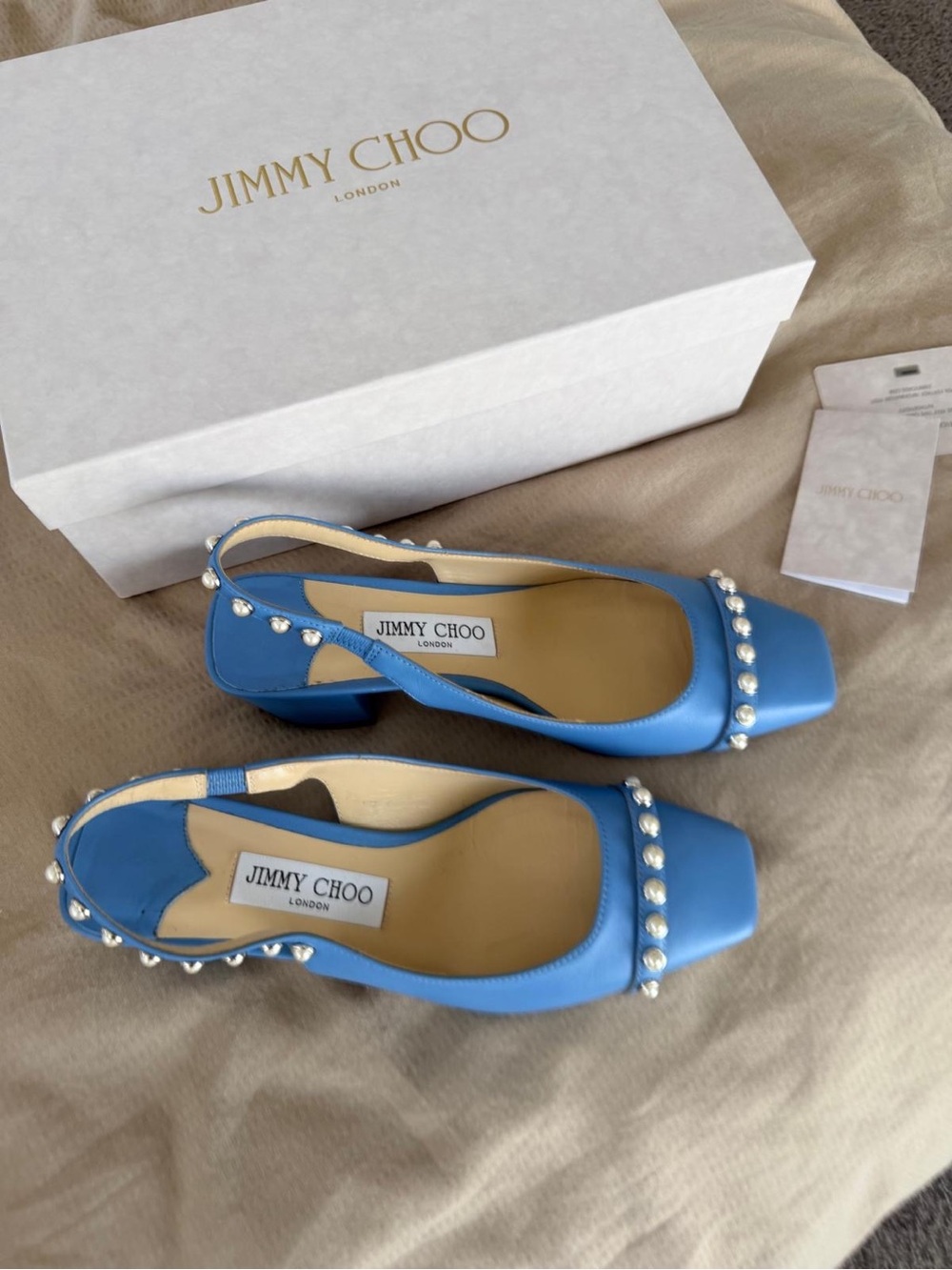 Jimmy Choo Periwinkle Pearl-Trim Slingback Pumps